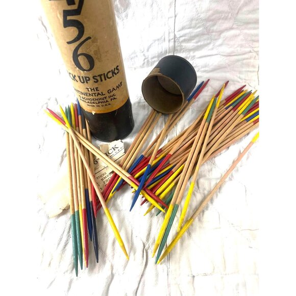 Vintage O. SCHOENHUT Continental Pick Up Sticks Game in Original Canister Can - Picture 2 of 4
